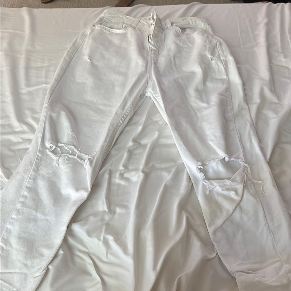 Zara White Distressed Women Jeans